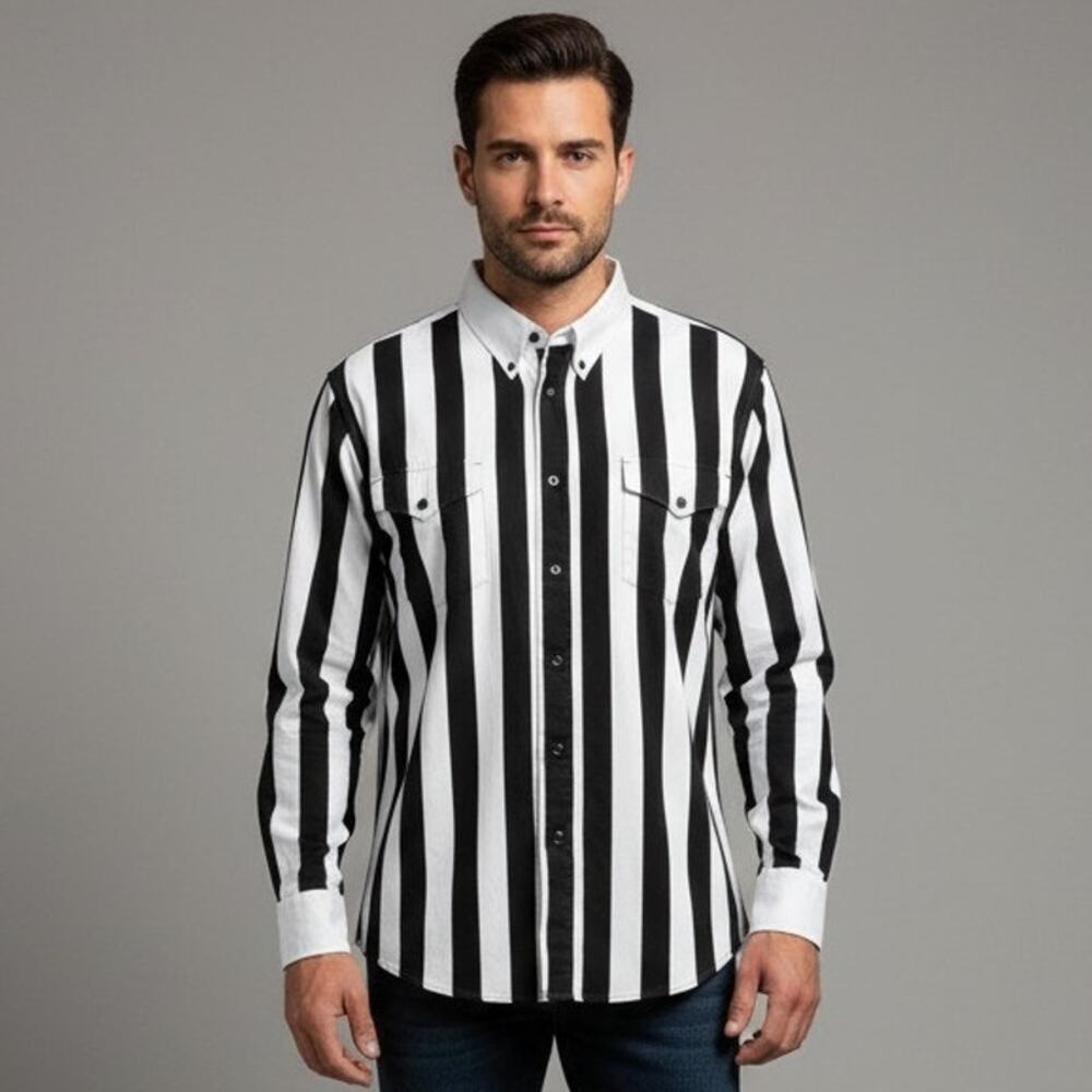 Vintage Ruddock Bros Shirt Men’s L Western Button Up Striped Made in USA